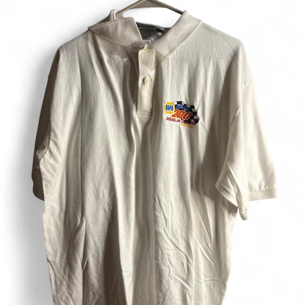 Nascar Men's White and Cream Polo-shirts